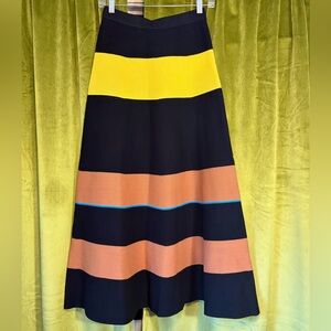 Victoria Beckham Knit Colorblock Maxi A Line Maxi Circle Skirt Size Small $450